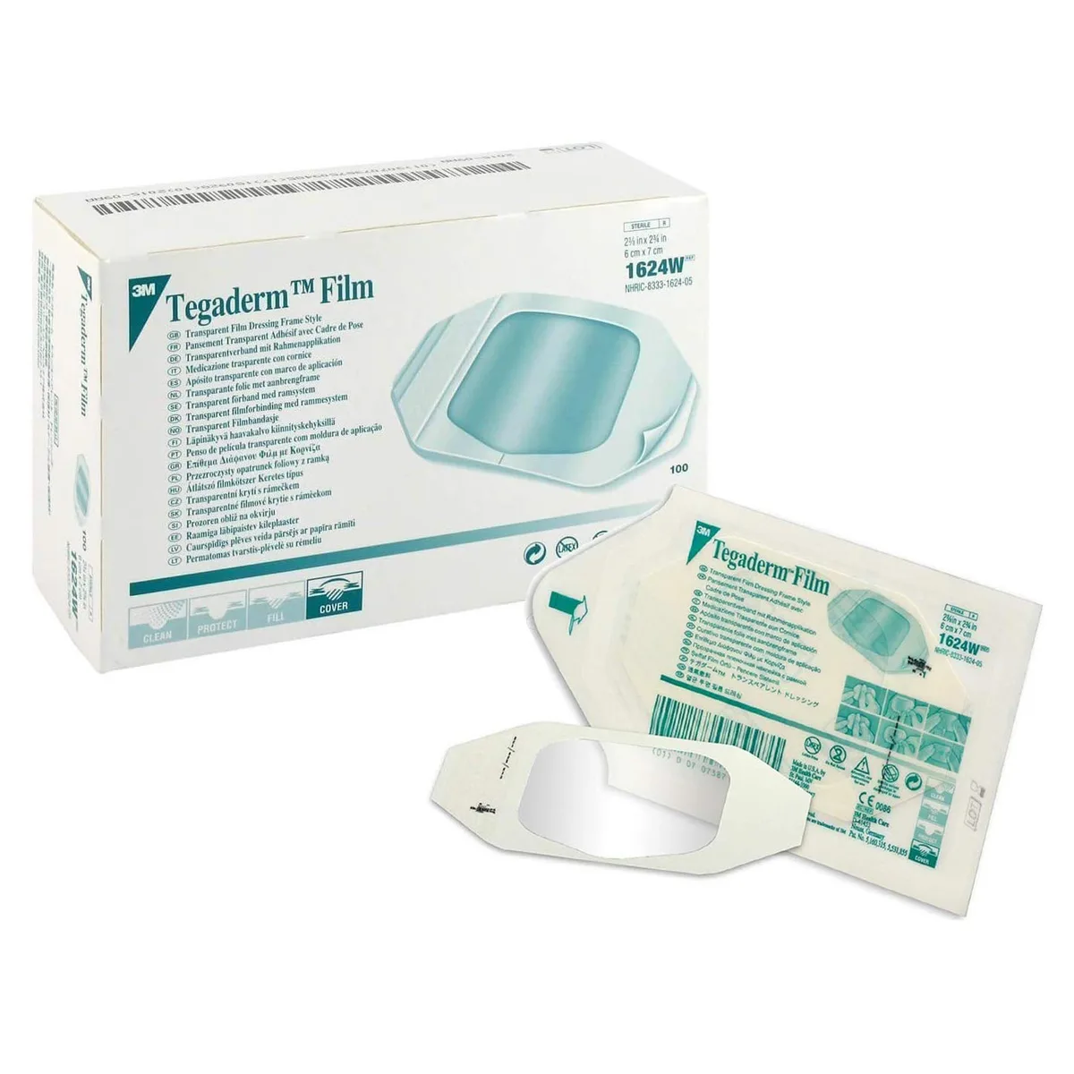 Tegaderm Transparent Film Dressing — 1624W, 100 per box